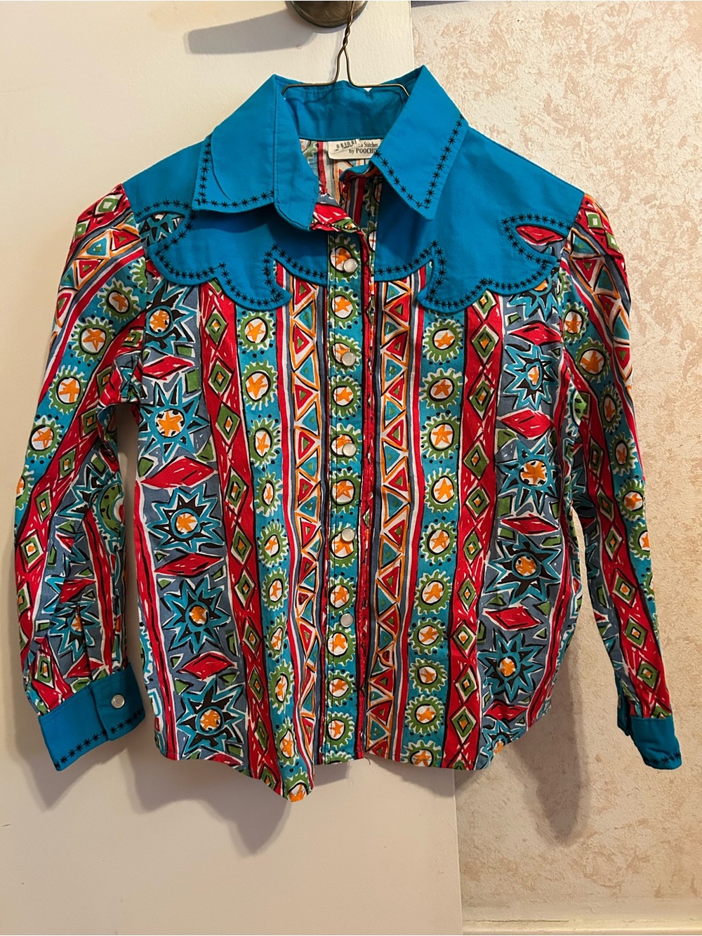 GIRLS COWGIRL WESTERN RODEO PEARL SNAP Shirt in Turquoise Multi-Color